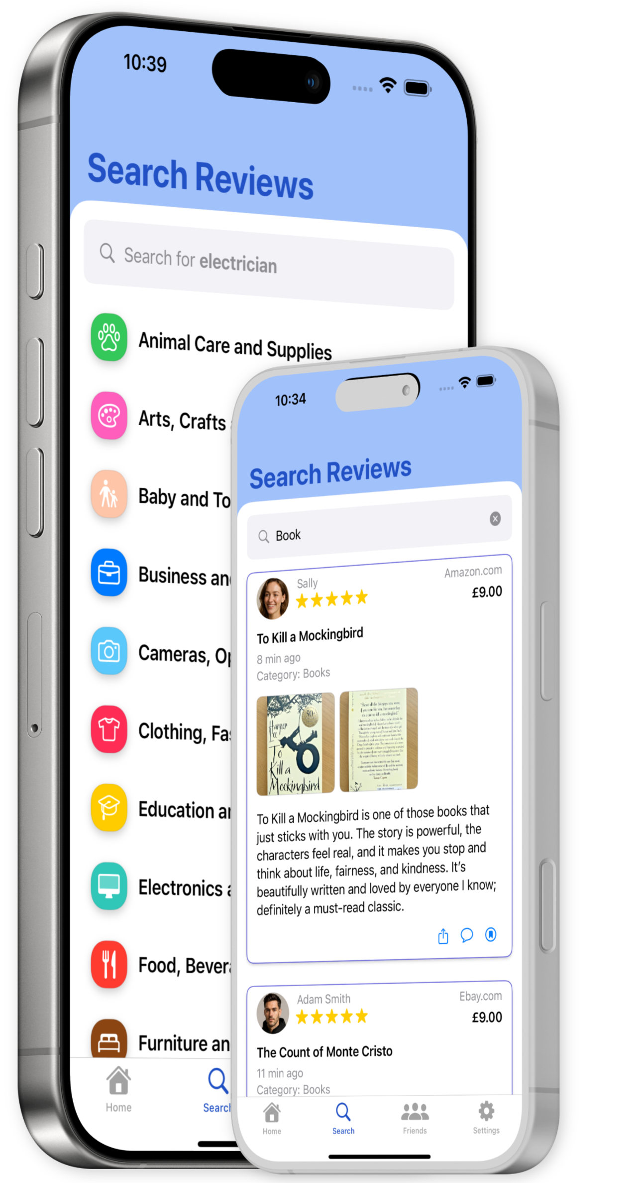 Explore categories screen