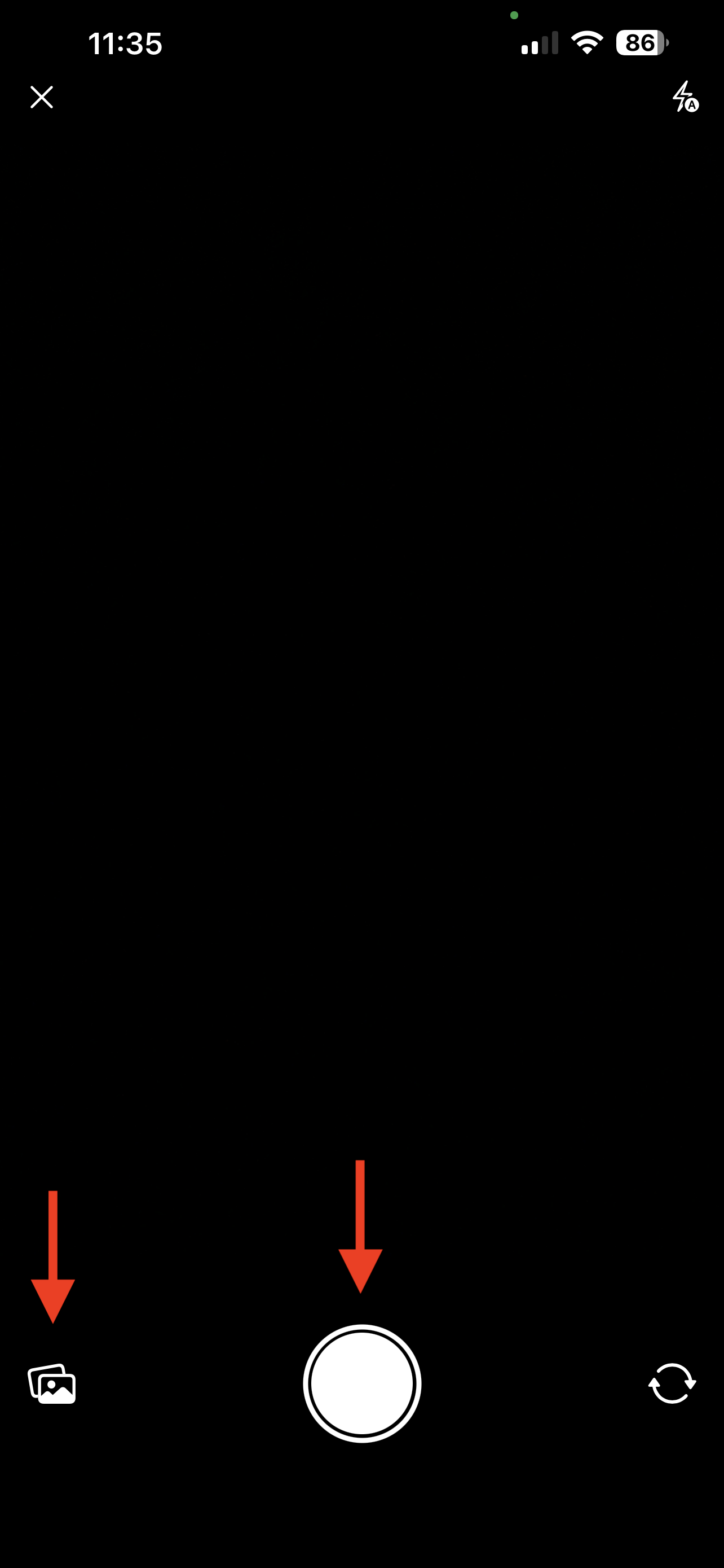 Add images flow showing camera and photo library options